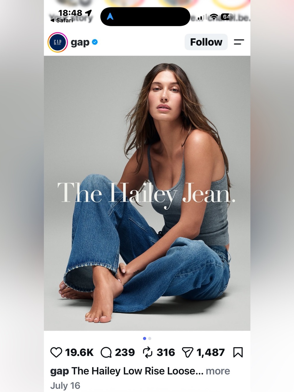 Final Price- No Offers! Gap The Hailey Low Rise Loose Fit - Light Indigo Size 26